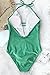 CUPSHE Women's Thick Forest Deep V Neck Halter One-Piece Swimsuit, Green, Large