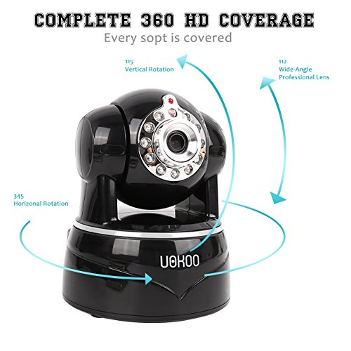 Wireless Camera, WiFi IP Security Camera Surveillance Camera Built-in SD card Slot, Pan-Tilt/2-Way Audio/Night-Vision/Email Alert for Baby Video Monitor Nanny Cam IP Webcam (Black)