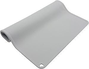 Silicone Pet Feeding Pad Waterproof Dog Feeder Pads Placemat Spillproof Food Mat Pets Puppy Cat Non Slip Bowl Mat Pet Supplies 40x60cm Gray