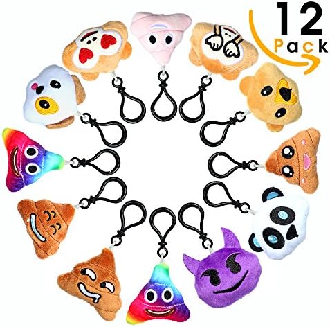 tecp 12 Pack Emoji Plush Pillows Mini Cute Keychain,Emojis Birthday Party Supplies,Party Favors for Kids,Home Decoration,Wall Décor,2" Set of 12