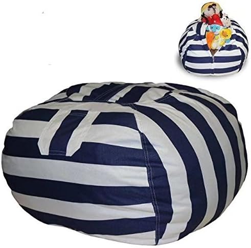 EXTRA LARGE Stuffed Animal Storage Bean Bag Chair with Extra Long Zipper, Carrying Handle, Large Size at 32", 100% Sturdy Cotton. Excellent Solution for Toys and Clothes, Available For Boys And Girls