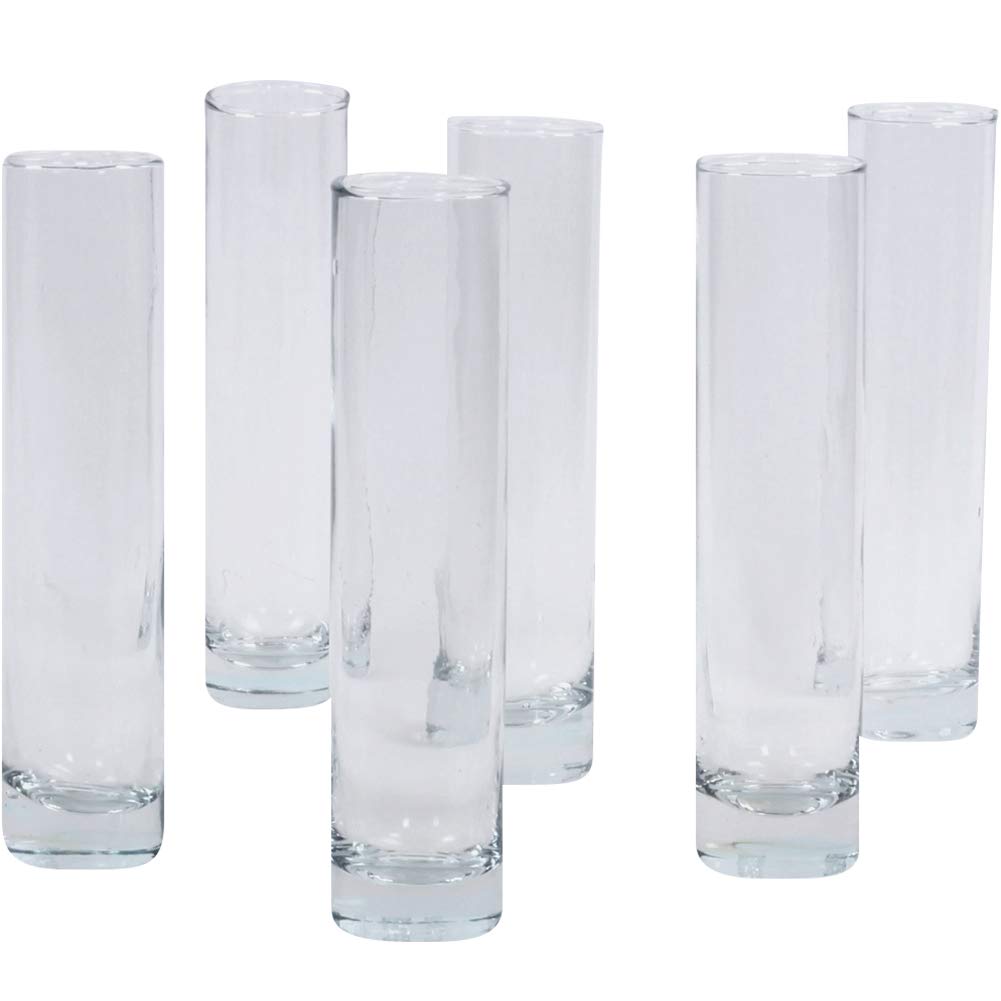 Koyal Wholesale 7 5 Inch Tall Clear Glass Cylinder Bud Vase Set Of