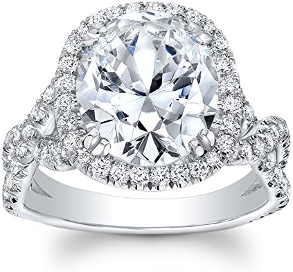 Women's 14k engagement ring with approximately 1 ctw natural fine gem quality round brilliant blue sapphire accents and 5 ct Oval Brilliant Center White Sapphire - with IGI appraisal certificate