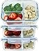 [Premium 3 Pack] 3 Compartment Glass Meal Prep Containers 3 Compartment 6-Piece Set with Snap Locking Lid, BPA-Free, Leakproof, Microwave, Oven, Freezer, Dishwasher Safe (4.5 Cup, 36 Oz, Rectangle)
