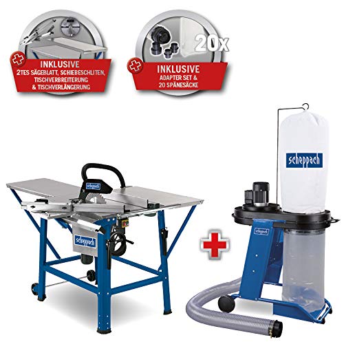 SCHEPPACH SET TS310 230V Tischkreissäge+Ersatzblatt+Absauganlage HD12+20 Säcke