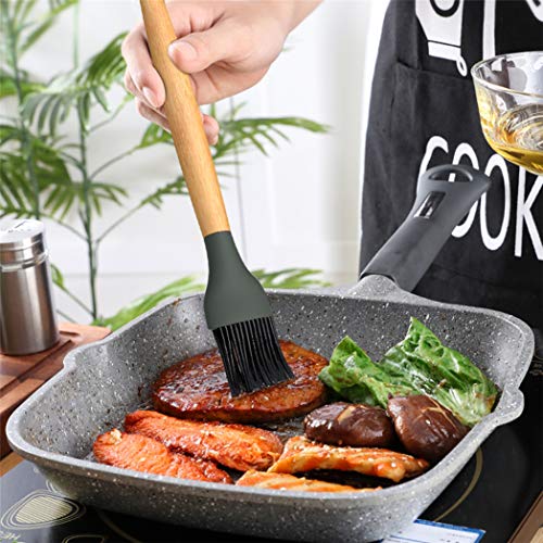 Picowe 3 Pack Basting Brush, 9.4" Silicone Pastry Brush with Beech Wood Handle, Use for BBQ Grill Barbecue Baking Kitchen Cooking, Spread Brush Pastries Cakes Meat Desserts - Thumbnail 2