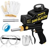 NANPU Light-Duty Air Sandblaster Gun Kit with Gravity Feed, Metal Nozzle | Plastic Body, for Small Project Surface Prep, Paint &amp; Rust Removal, Metal/Wood/Glass Etching, Requires Air Compressor