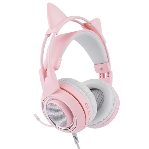 HUAXING Gaming Headset, Over-Ear Gaming Kopfhörer mit Mikrofon, Bass Stereo Surround Sound Lautstärkeregler, 3,5 mm Klinke, k