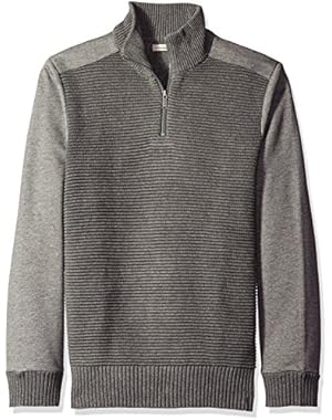 Calvin Klein Jeans Men's Quarter Zip Ottoman Tube Mixed Gauge Sweater