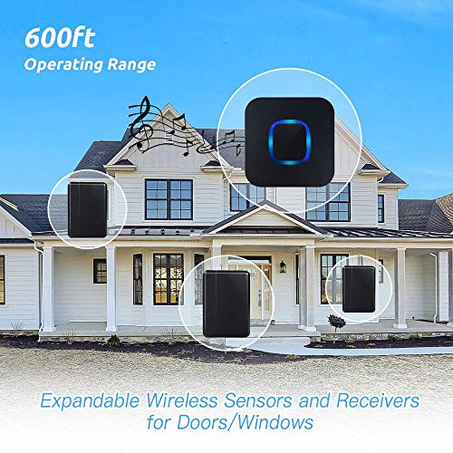 HEHUI Wireless Door Chime，Expandable Door Alarm Door Sensor Chime For