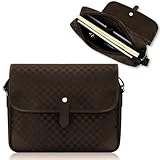 Duzign Checkered Messenger Bag (Brown) for 11 Inch Netbook + Pocket for Microsoft Surface Pro or RT