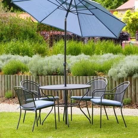 New Luxury Summer Garden Möbel Set Tisch und Stühle mit Sonnenschirm