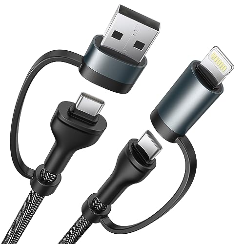 Aioneus USB C Lightning Adapter Cable 60W USB C Cable 1m PD Fast Charging 4 in 1 USB Multi Cable for iPhone 15 14 13,MacBook Pro 2023 iPad Mini 6,Samsung Galaxy S22 S21 S20