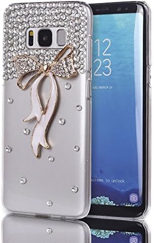 Galaxy J7 Prime/On7 2016 Case, MobilePick Luxury Handmade 3D Bling Crystal Diamond Rhinestones Gems Clear Hard PC Case Back Protecive Cover for Samsung Galaxy J7 Prime/On7 2016 (Pink Bow)