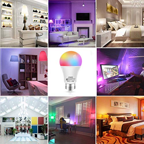 WiFi Smart E27 Led Lampe 9W 240v Aogled,60w Halogen Glühbirnen Equivalent,Dimmbare RGB WiFi Birne Kompatibel mit Alexa,Google Home,IFTTT,Kein Hub Required,2.4GHz Wi-Fi A19 E27 2700K 6500K