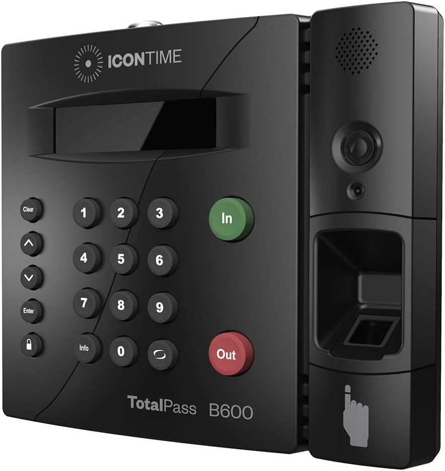 TotalPass B600 Biometric Fingerprint Employee Time Clock | 100% Identity Verification on Every Punch| Connect via USB, Network, Wi-Fi or Web| No Monthly Fees : Electronics