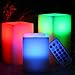 LED Lytes LED Multi Colored Flameless Candles Battery Operated, 3 Square Ivory Wax with Multi-Function Timer Remote Control, Flickering Flame Candle Set for Teen Gifts and Wedding Decor