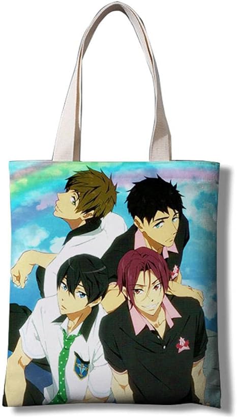Amazon アニメバッグ 多機能再利用可能なキャンバスバッグ トラベルフィットネス ラージ ファンギフト 無料 岩鳶スイムクラブ アニメ 萌えグッズ 通販