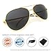 J+S Premium Ultra Sleek, Military Style, Sports Aviator Sunglasses, Polarized, 100% UV protection - (Large Frame - Gold Frame/Black Lens)