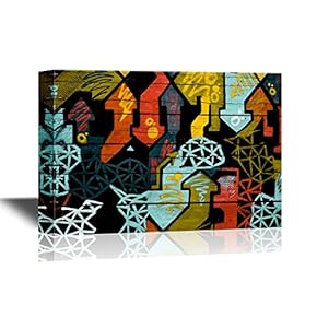 Canvas Wall Art - Colorful Graffiti on Wood Background - Gallery Wrap Modern Home Art | Ready to Hang - 12x18 inches