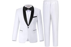 HUEZOE Boys Suits Slim Fit Tuxedos for Kids Ring Bearer Outfits Wedding Dresswear Suit for Boy Formal
