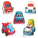 3 Bees & Me Car Toys and Trucks Play Set for Toddlers and Kids - 3 Pull Back Toy Cars and 2 Toy Trucks - Toys for 3 Year Old Boys and Girls and up