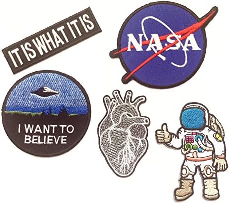 Super set patch of Iron on Space Patches#14, I Want To Believe Movie X- Files Patch, NASA Logo Patch, Astronaut Patch, Heart Patch, It is what it is Patch Embroidered Iron On / Sew On Patch by BossBee