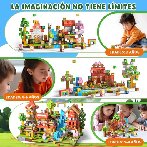 Bloques Magneticos Construccion Niños 330 Piezas 2CM 3+ Magneticas, Juego Magnetic Blocks Tiles Construcción, Juguetes Montessori para Niños 4 5 6 7 8 9 10 11 12 Regalos de Cumpleaños para Niñas