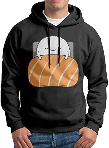 Obachi Be Quiet I Am Sleepy Men's Long Sleeve Pullover Hooded Sweatshirt Black Size L