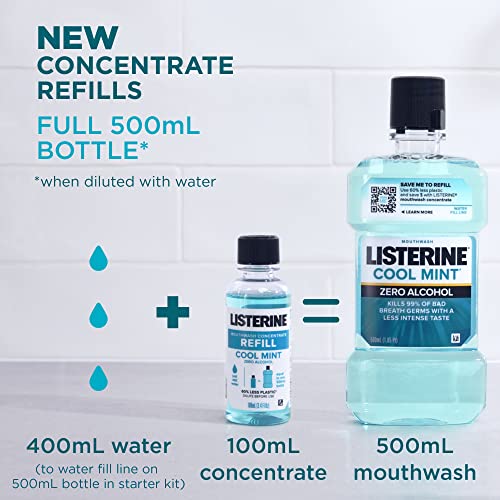 Listerine Mouthwash Concentrate Starter Kit, AlcoholFree Oral Rinse