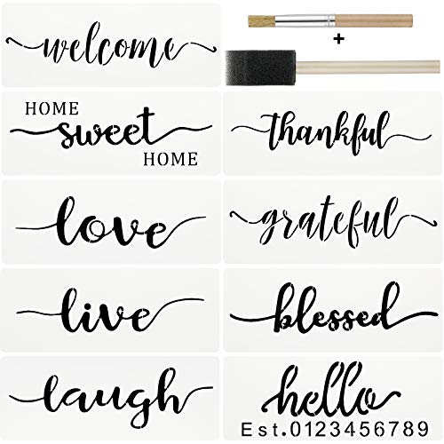 11 Pieces Inspirational Word Paint Stencils, Reusable Template Family