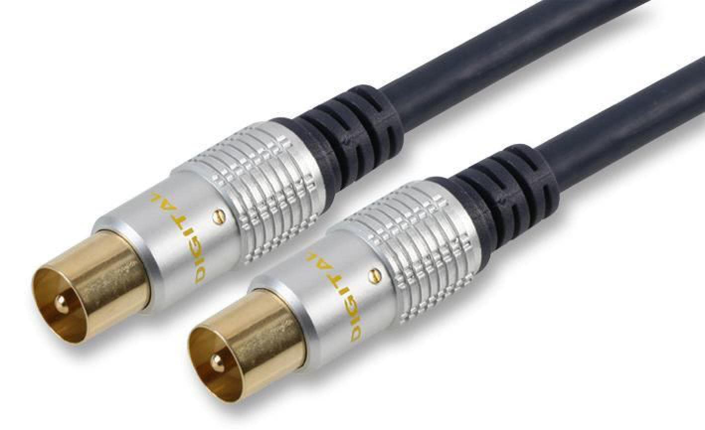 Pro Signal HQ Fly Lead Coaxial Male to Male, 2m Black