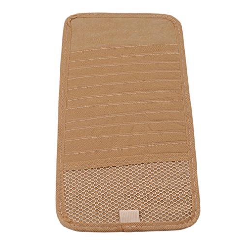 GUAngqi Car Sun Visor Sunshade CD DVD VCD Disc Sleeve Wallet Storage Case Holder Clipper Bag Pocket 12 Slot Car Notes Pouch Card Storage Bag Visor Case Organizer,Beige - Thumbnail 4