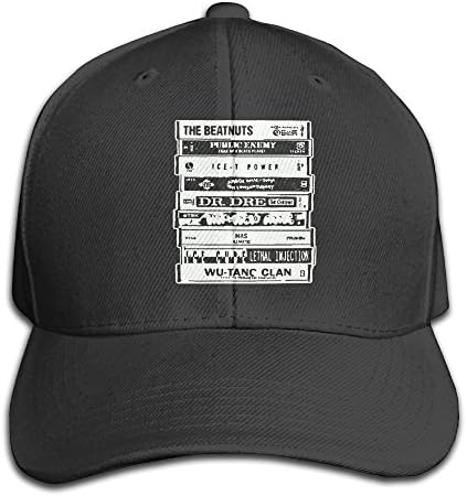 AHN0K0SIX Hat Hip Hop Artists Cassettes Old School Rap Unisex Hip Hop Cap Baseball Hat Head-Wear Cotton Trucker Hats Black