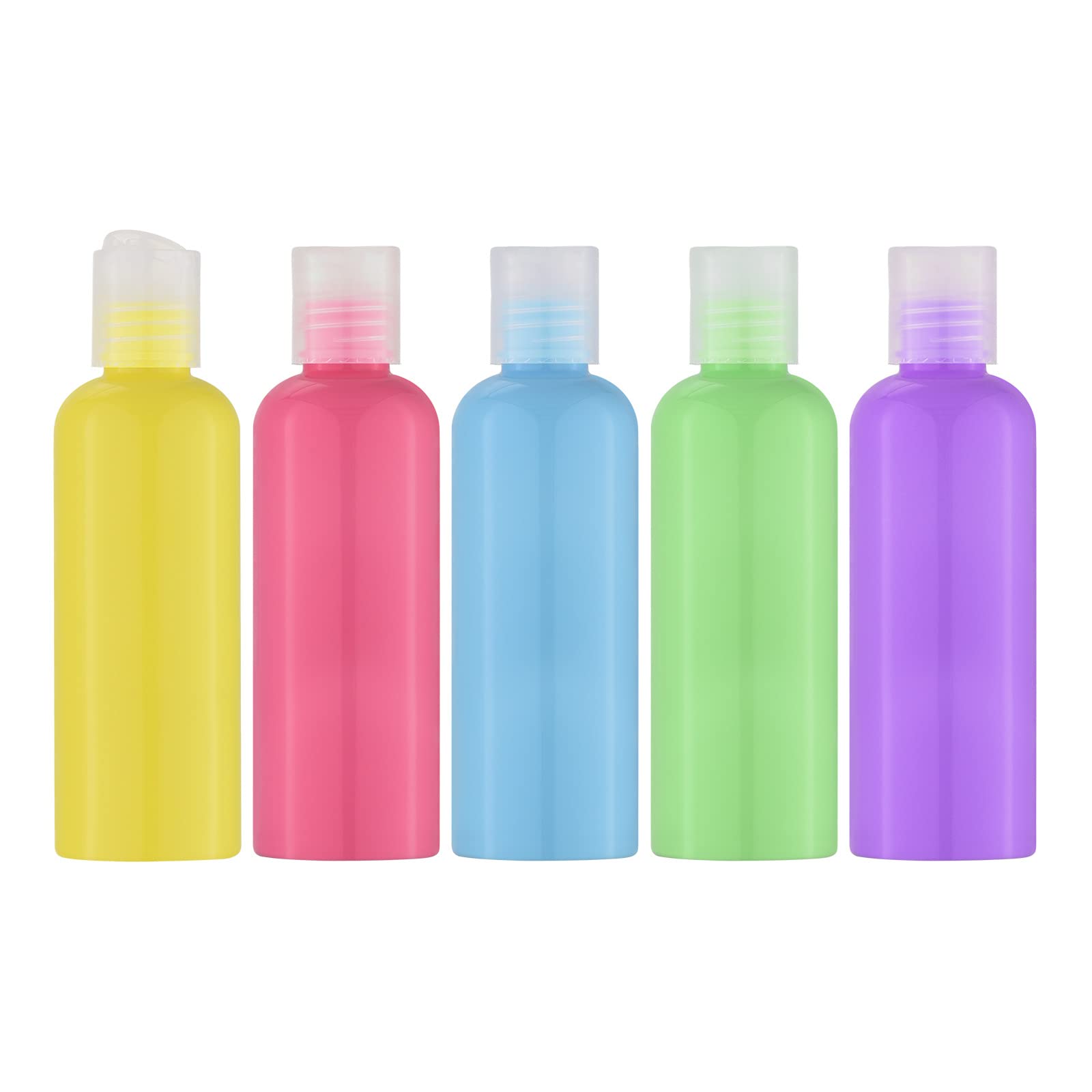 Livfa 100ml Travel Bottles for Toiletries, Empty Travel Size Containers Tsa Approved, 5PCS Small Plastic Shampoo Bottles with Labels
