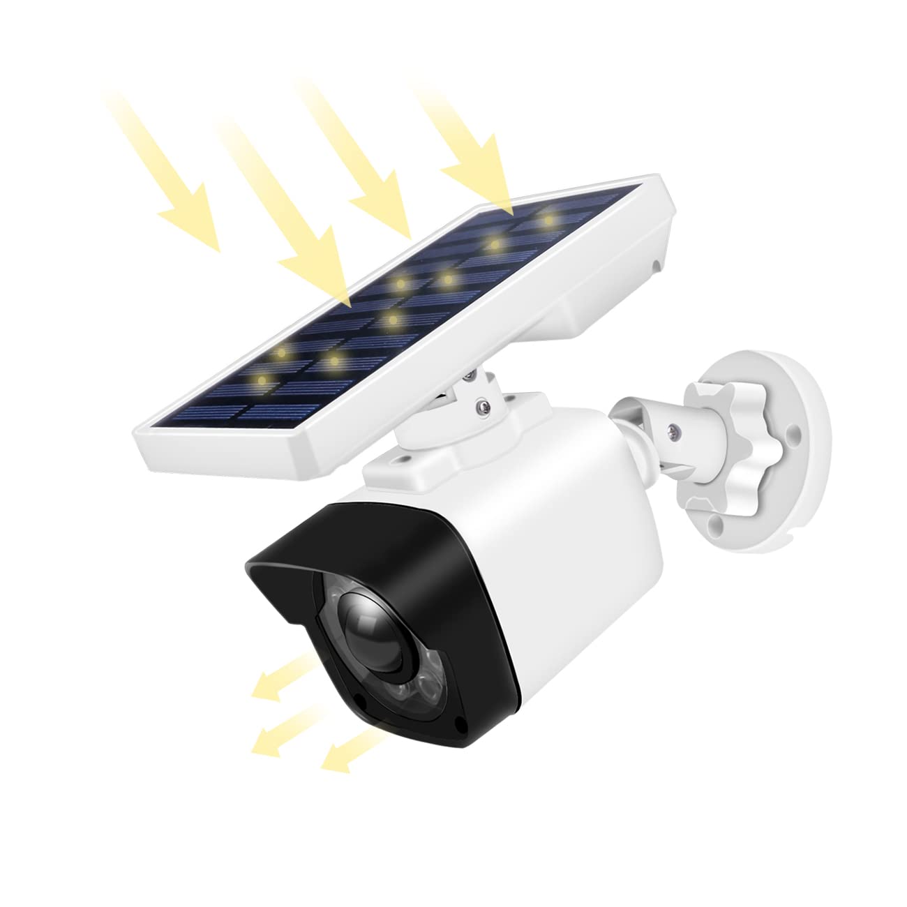 Aottom Dummy Camera with Solar Lamp Outdoor with Motion Sensor Solar Powered Camera Dummy Surveillance Camera IP Camera IP66 Waterproof with Solar Light for Garden Door Opening Corridor