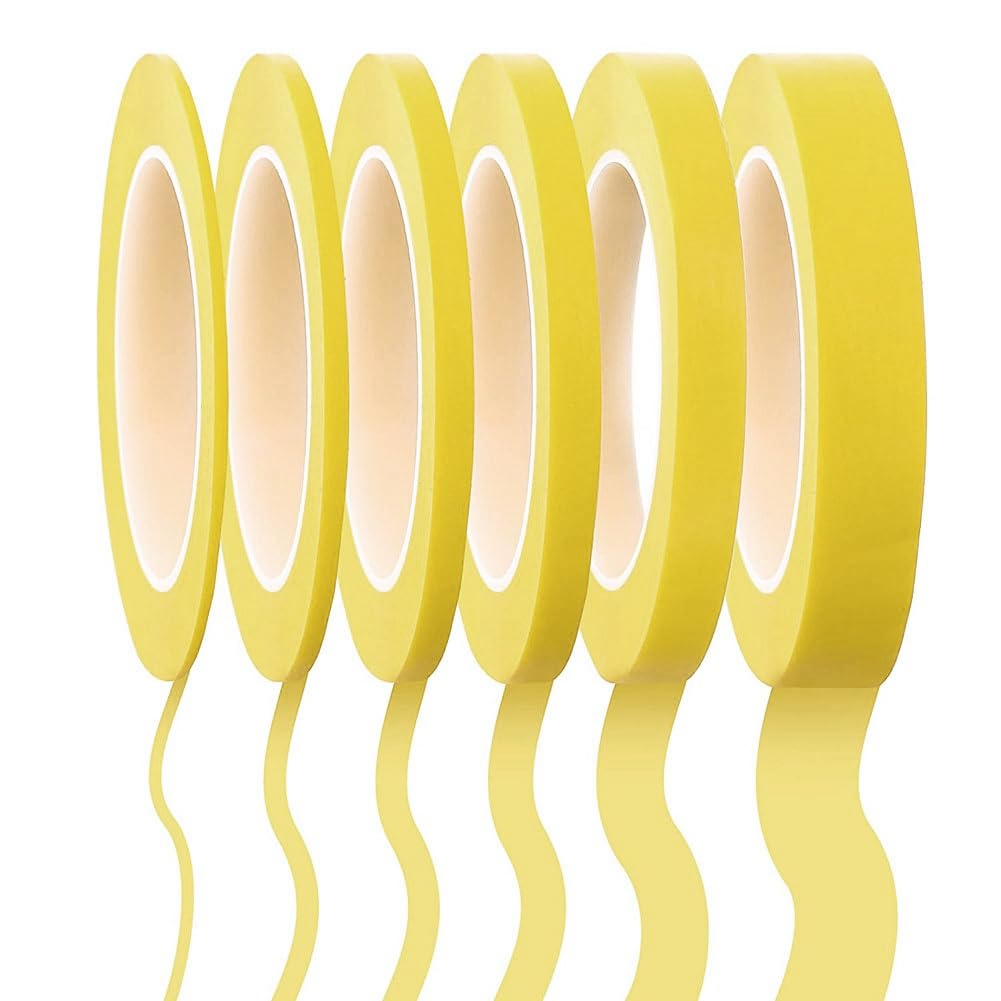 Tokiudeeir 6 Rolls Tape 1/16,7/10,1/8,1/4,1/2,3/4 Inch x 55Yard, Fineline Masking Tape, Painters Automotive Masking Tape