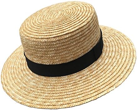 Womens Sun Hat Panama Boater Straw Beach Hat for Summer