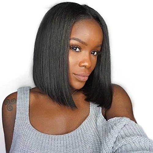 Zhangxiuzhu Hair Short Bob Straight Wig Human Hair for Black Woman 10" Short Brazilian Hair Glueless Full Lace Wigs with Baby Hair Natural Hairline Glueless Front Lace Bob Wig