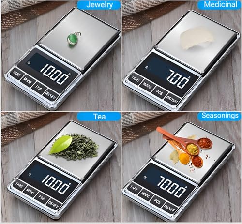 Digital Scale 0.01g, 500g Kitchen Scale & Gold Scale, Mini Precision Gram Scale with 0.001oz, Portable Food Weight Scale, Jewelry Weighing Scale, White Backlit Display