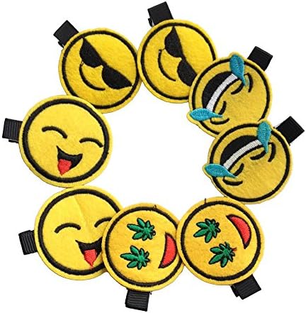 8pcs Baby Toddler Kids Emoji Hair Clips Handmade Baby Girls Hair Clip Best Gift for Emoji Fan (emoji)