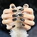 24pcs Noble Grey with Deep Grey Side Stiletto False Nails Short Full Cover Artificial Nails with Glue Sticker (Deep Grey)