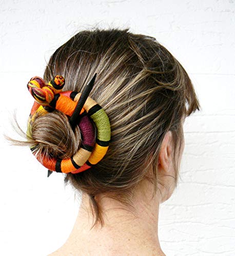 Thick hair barrette Ethnic slide for women Geometric bun holder Stick Fascinator Round Shawl brooch