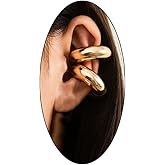 Chunky Non Piercings Ear Cuff Huggie Earrings for Women,14K Gold Cartilage Wrap Cuff Hoop Earrings for Prom Party,Clip On Earrings Jewelry Gifts