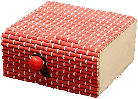 Alandaus Necklace Earrings Wooden Storage Case Jewelry Gift Packaging Boxes (Red)