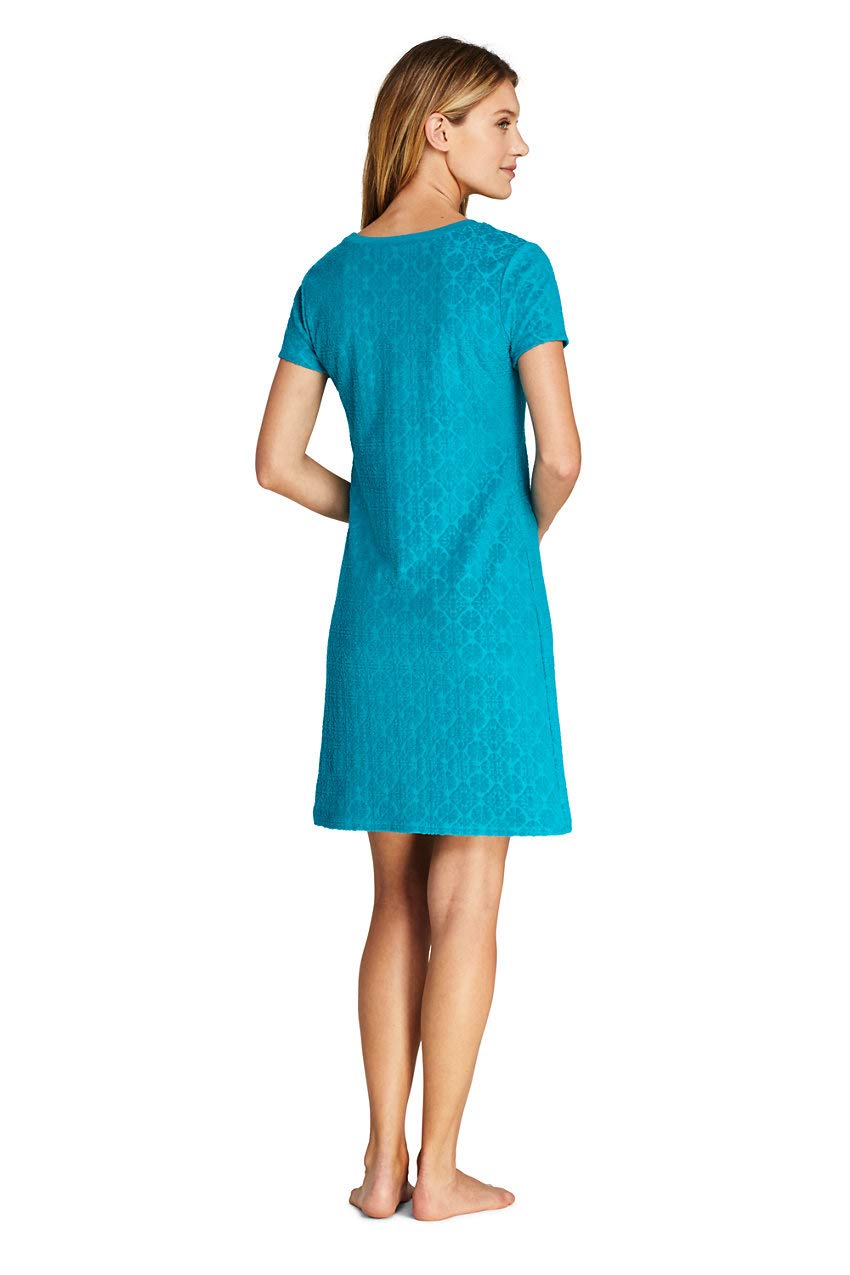 Lands' End Women's Jacquard Terry TShirt Dress Swim Coverup Beachwear Central
