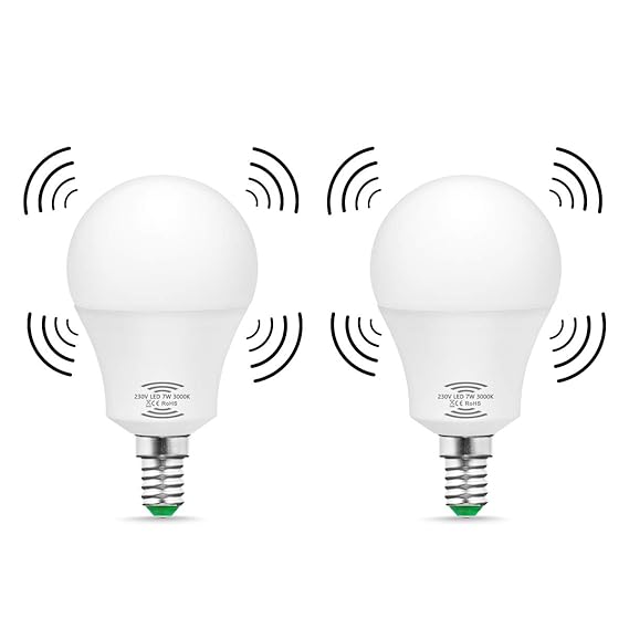 Techgomade A60 E14, 7 W (entspricht 60 W), PIR-Bewegungsmelder, Warmweiß 3000 K, 700 lm, 240 Grad Abstrahlwinkel, Dämmerungsl