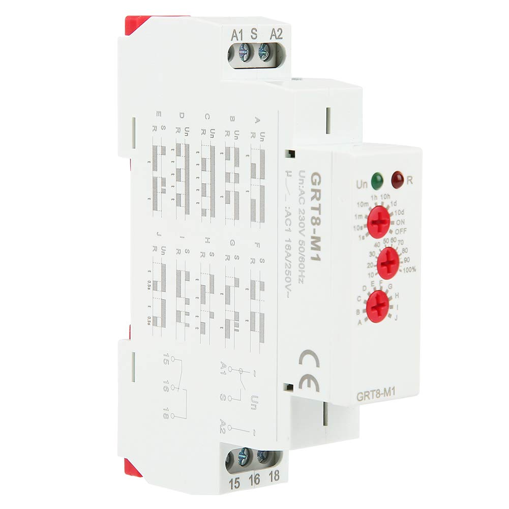 Hyuduo Time Delay Relay 10-Function DIN Rail Mount Timer Relay for Industrial Control AC 220V Multifunctional Electronic Time Relay