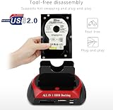 USB 2.0 Docking Station Dual Bay 2.5/3.5" HDD SSD SATA IDE Clone OTB view 5
