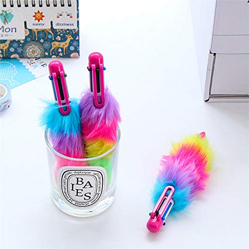 Gbell Girls 6 In 1 Colorful Cute Ballpoint Pens - 1Pcs Novelty Multicolor Plush Ballpoint Pen for Girls Kids Adults School Office Supplies,Ideal for Gifts And School Rewards